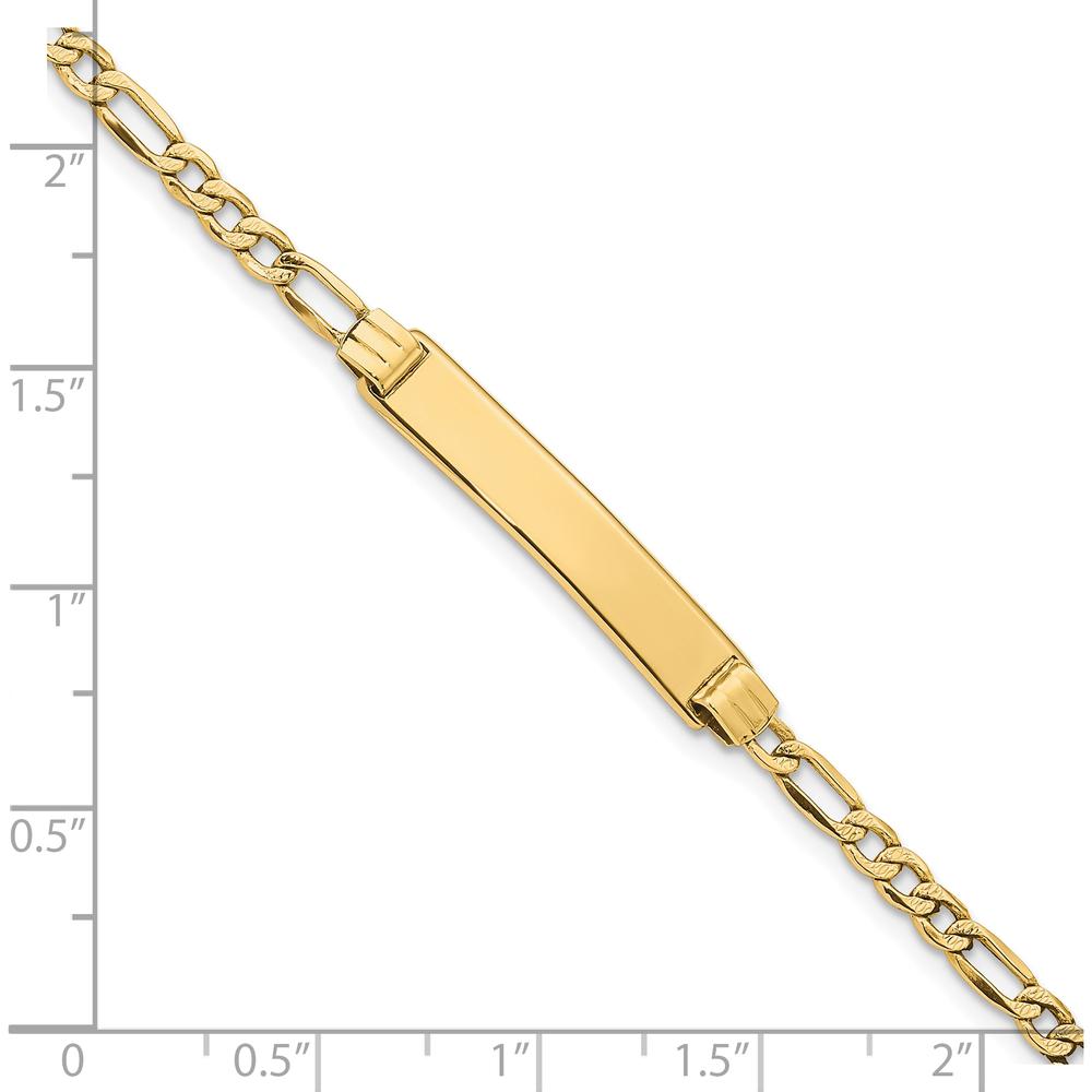 14K Yellow Gold Rhodium-Plated Curb Link Baby/Child ID Bracelet with Engraving Plate - 6" Length by Oro Pregiato