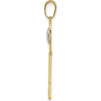 14K Yellow Gold Rhodium Plated Diamond-Cut Heart Filigree Key Pendant by Oro Pregiato