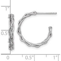 14K Yellow Gold Rhodium-Plated Polished Woven Braid C-Hoop Post Earrings - 19mm by 0
