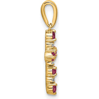 14K Yellow Gold Rhodolite Garnet and Diamond Cross Pendant by Oro Pregiato