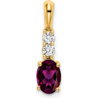 14K Yellow Gold Rhodolite Garnet and Diamond Pendant with Round Diamonds - 0.13 Carat Total Diamond Weight by Oro Pregiato