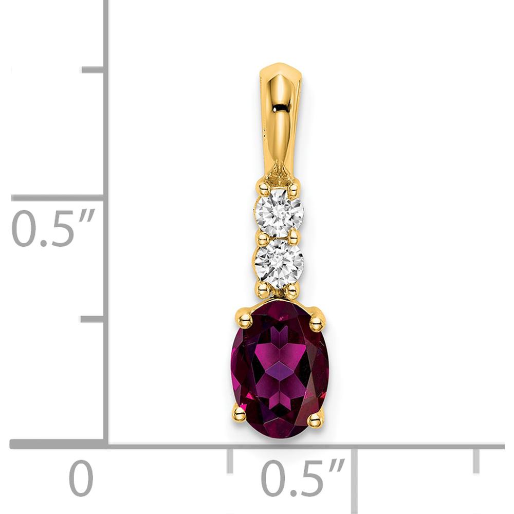 14K Yellow Gold Rhodolite Garnet and Diamond Pendant with Round Diamonds - 0.13 Carat Total Diamond Weight by Oro Pregiato