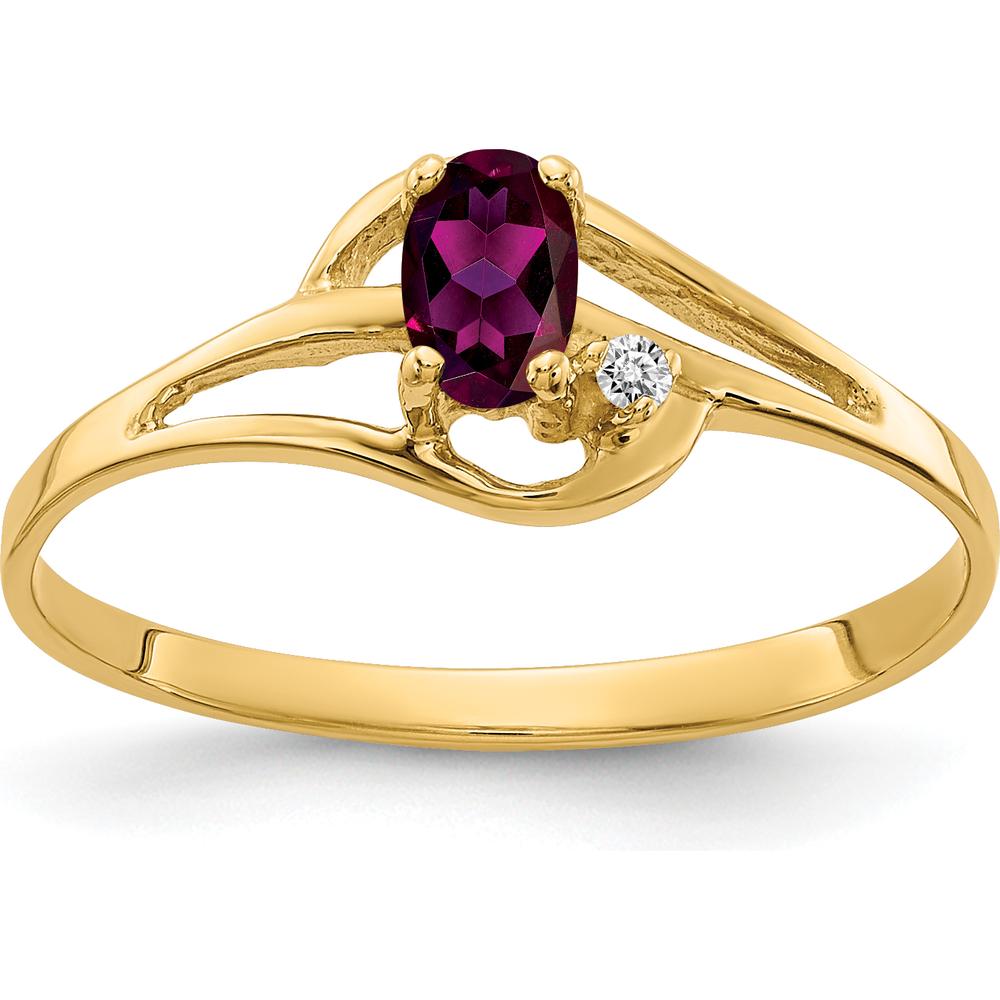 14K Yellow Gold Rhodolite Garnet and Diamond Ring - 0.26 Carat Total Garnet Weight, 0.012 Carat Diamond Weight by Monteluci Fine Jewelry