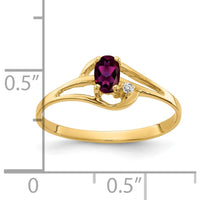 14K Yellow Gold Rhodolite Garnet and Diamond Ring - 0.26 Carat Total Garnet Weight, 0.012 Carat Diamond Weight by Monteluci Fine Jewelry