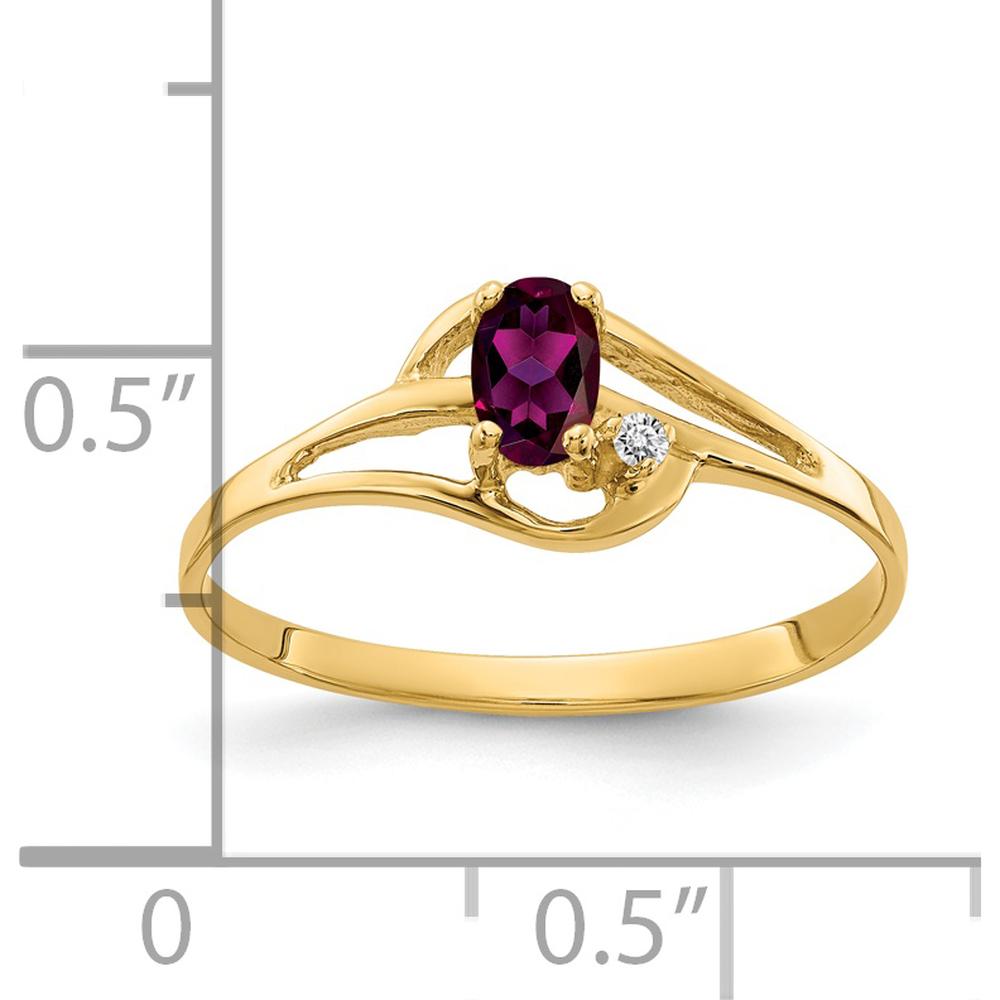 14K Yellow Gold Rhodolite Garnet and Diamond Ring - 0.26 Carat Total Garnet Weight, 0.012 Carat Diamond Weight by Monteluci Fine Jewelry