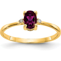 14K Yellow Gold Rhodolite Garnet Birthstone Ring with Round Diamonds - 0.570 Carat Total Garnet Weight, 0.008 Carat Total Diamond Weight by Oro Pregiato