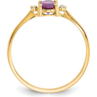 14K Yellow Gold Rhodolite Garnet Birthstone Ring with Round Diamonds - 0.570 Carat Total Garnet Weight, 0.008 Carat Total Diamond Weight by Oro Pregiato
