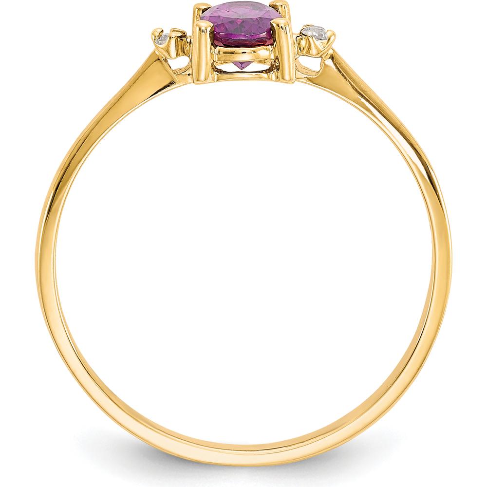 14K Yellow Gold Rhodolite Garnet Birthstone Ring with Round Diamonds - 0.570 Carat Total Garnet Weight, 0.008 Carat Total Diamond Weight by Oro Pregiato