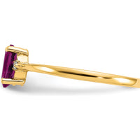 14K Yellow Gold Rhodolite Garnet Birthstone Ring with Round Diamonds - 0.570 Carat Total Garnet Weight, 0.008 Carat Total Diamond Weight by Oro Pregiato