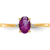 14K Yellow Gold Rhodolite Garnet Birthstone Ring with Round Diamonds - 0.570 Carat Total Garnet Weight, 0.008 Carat Total Diamond Weight by Oro Pregiato