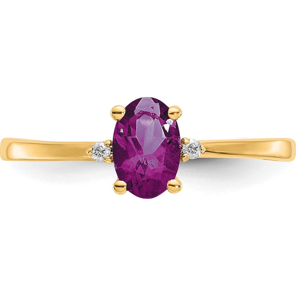 14K Yellow Gold Rhodolite Garnet Birthstone Ring with Round Diamonds - 0.570 Carat Total Garnet Weight, 0.008 Carat Total Diamond Weight by Oro Pregiato