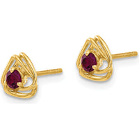 14K Yellow Gold Rhodolite Garnet Button Earrings - 0.15 Carat Total Garnet Weight by Oro Pregiato