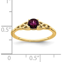 14K Yellow Gold Rhodolite Garnet Celtic Knot Ring - 4.5mm Round Garnet by 0