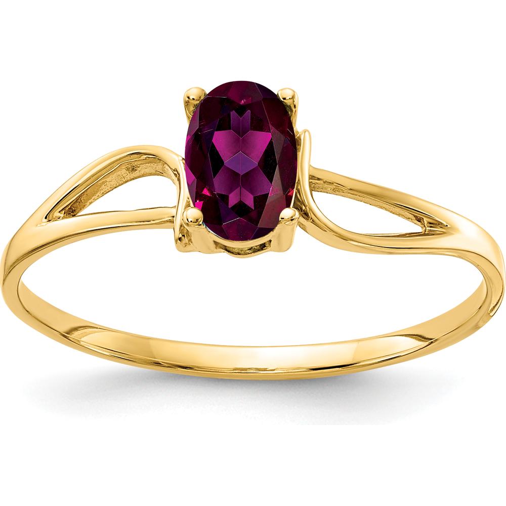 14K Yellow Gold Rhodolite Garnet Ring - 0.57 Carat Oval Garnet by Monteluci Fine Jewelry