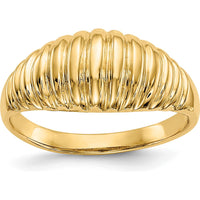 14K Yellow Gold Ribbed Dome Fashion Ring with Polished Finish by Oro Pregiato