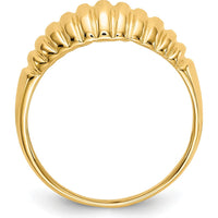 14K Yellow Gold Ribbed Dome Fashion Ring with Polished Finish by Oro Pregiato