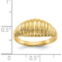 14K Yellow Gold Ribbed Dome Fashion Ring with Polished Finish by Oro Pregiato