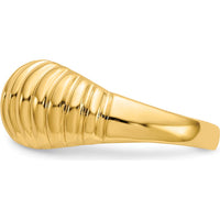 14K Yellow Gold Ribbed Dome Fashion Ring with Polished Finish by Oro Pregiato