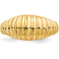 14K Yellow Gold Ribbed Dome Fashion Ring with Polished Finish by Oro Pregiato
