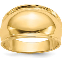 14K Yellow Gold Ridge-edged Dome Ring - Polished Finish, 12mm Band Width by Oro Pregiato