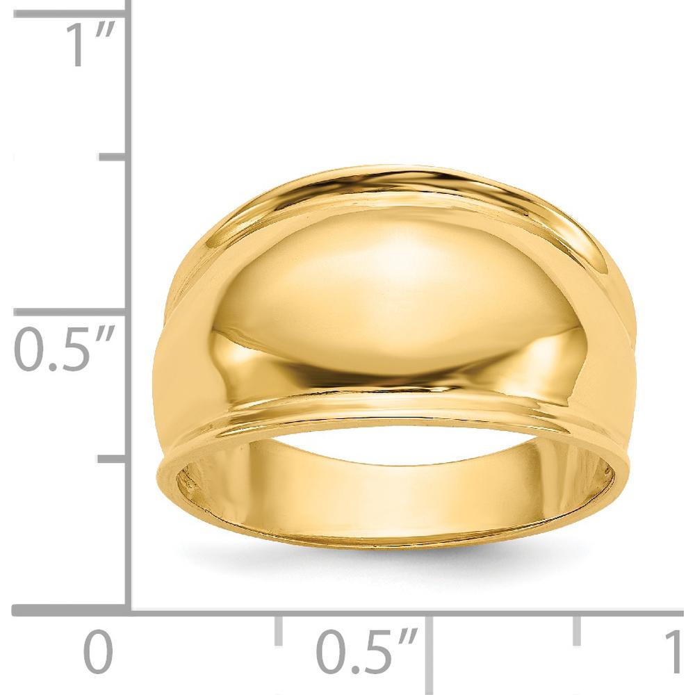 14K Yellow Gold Ridge-edged Dome Ring - Polished Finish, 12mm Band Width by Oro Pregiato