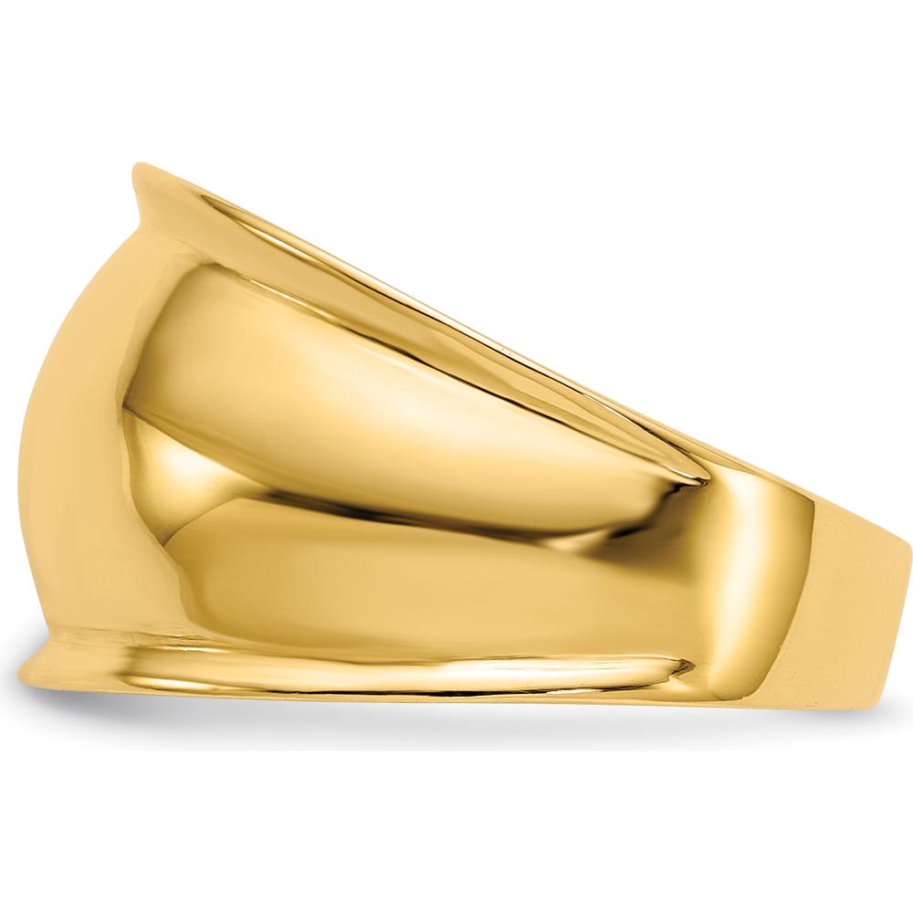 14K Yellow Gold Ridge-edged Dome Ring - Polished Finish, 12mm Band Width by Oro Pregiato