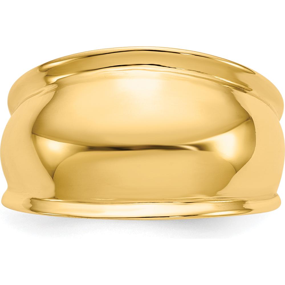14K Yellow Gold Ridge-edged Dome Ring - Polished Finish, 12mm Band Width by Oro Pregiato