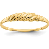14K Yellow Gold Ridged Dome Ring with Textured Twisted Design by 0