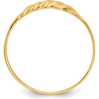 14K Yellow Gold Ridged Dome Ring with Textured Twisted Design by 0