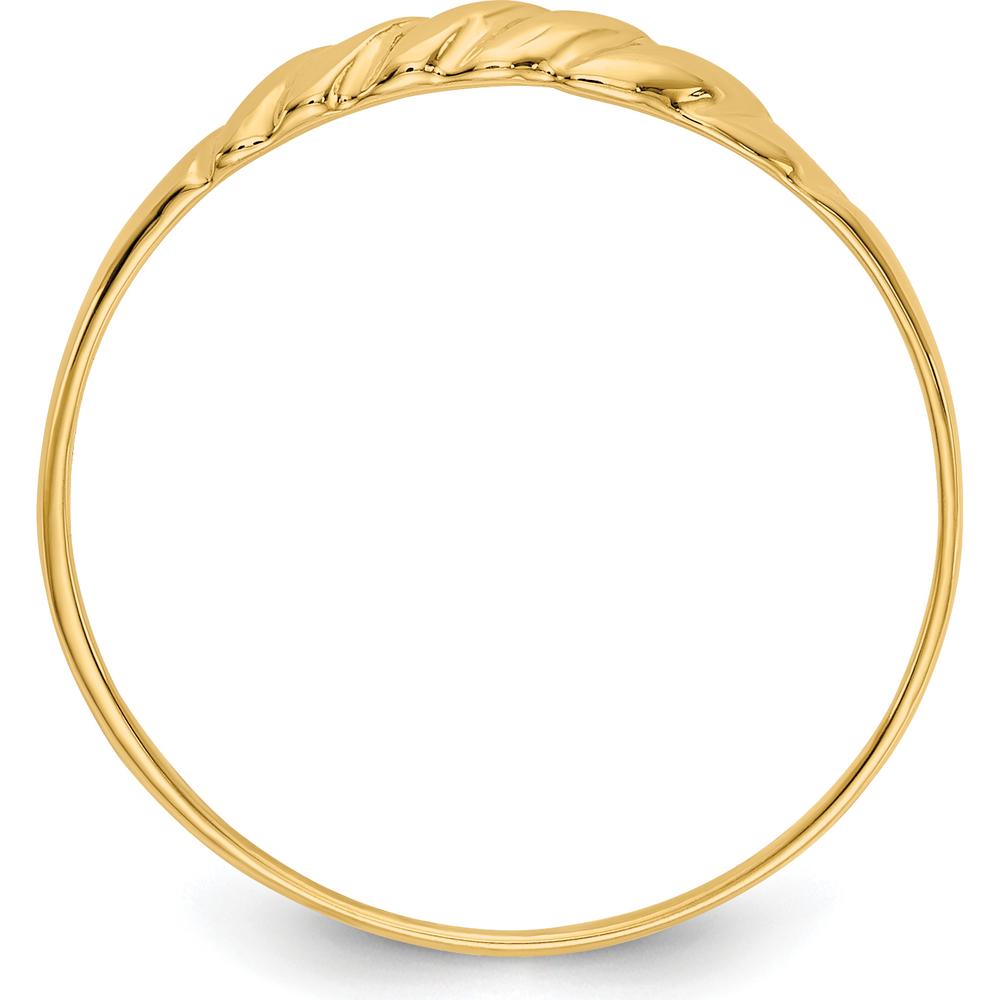 14K Yellow Gold Ridged Dome Ring with Textured Twisted Design by 0