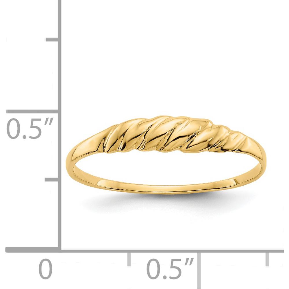 14K Yellow Gold Ridged Dome Ring with Textured Twisted Design by 0