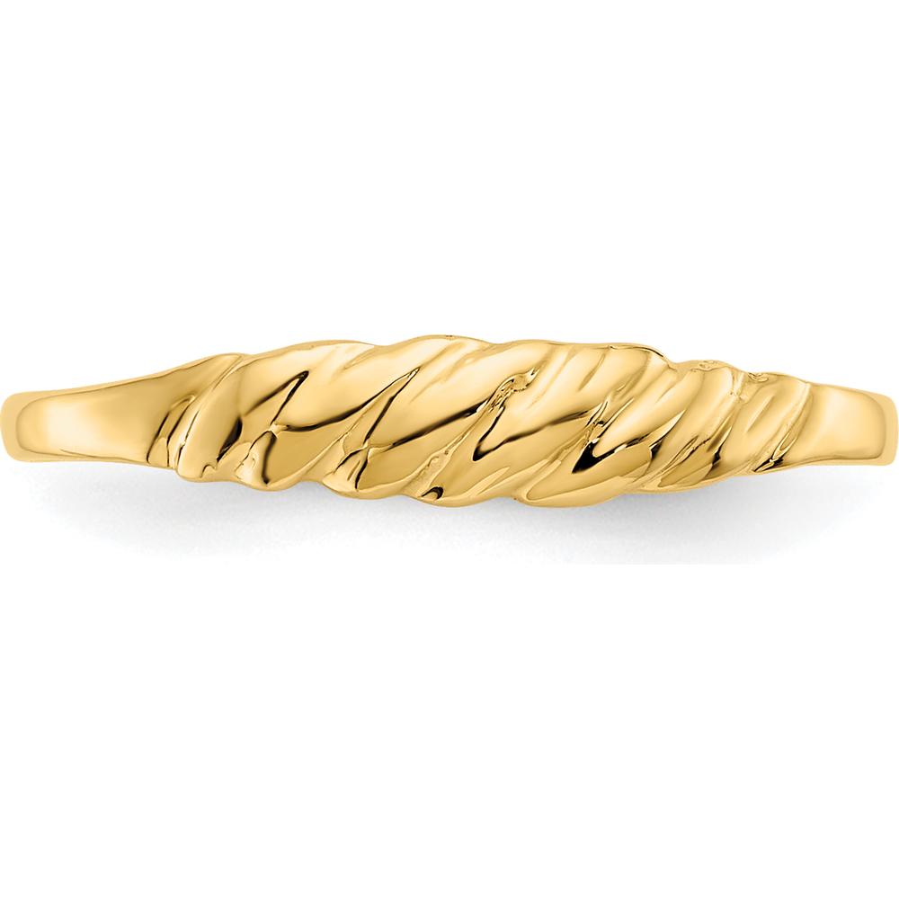 14K Yellow Gold Ridged Dome Ring with Textured Twisted Design by 0