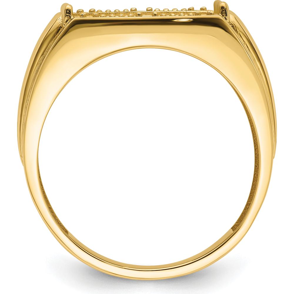 14K Yellow Gold Ridged-Side Men's Ring Mounting for Diamond or Onyx by Monteluci Fine Jewelry