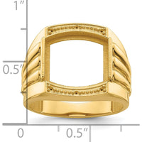 14K Yellow Gold Ridged-Side Men's Ring Mounting for Diamond or Onyx by Monteluci Fine Jewelry