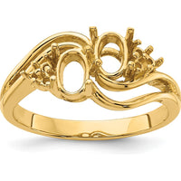 14K Yellow Gold Ring Mounting for 2 Oval Gemstones - 12mm Top Length, 2mm Band Width by Monteluci Fine Jewelry