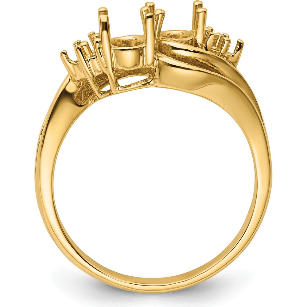 14K Yellow Gold Ring Mounting for 2 Oval Gemstones - 12mm Top Length, 2mm Band Width by Monteluci Fine Jewelry
