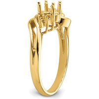 14K Yellow Gold Ring Mounting for 2 Oval Gemstones - 12mm Top Length, 2mm Band Width by Monteluci Fine Jewelry