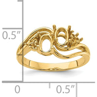 14K Yellow Gold Ring Mounting for 2 Oval Gemstones - 12mm Top Length, 2mm Band Width by Monteluci Fine Jewelry