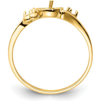 14K Yellow Gold Ring Mounting for 7mm Pearl with Dual 1.7mm Side Stone Settings by Monteluci Fine Jewelry