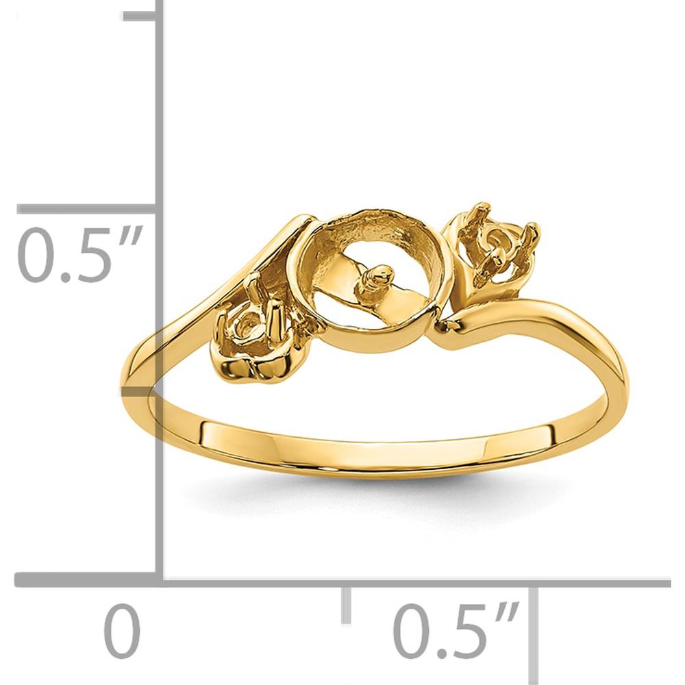 14K Yellow Gold Ring Mounting for 7mm Pearl with Dual 1.7mm Side Stone Settings by Monteluci Fine Jewelry