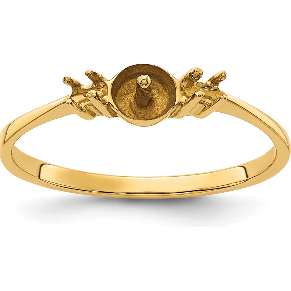 14K Yellow Gold Ring Mounting for Custom Gemstone Setting - Polished Finish by Monteluci Fine Jewelry