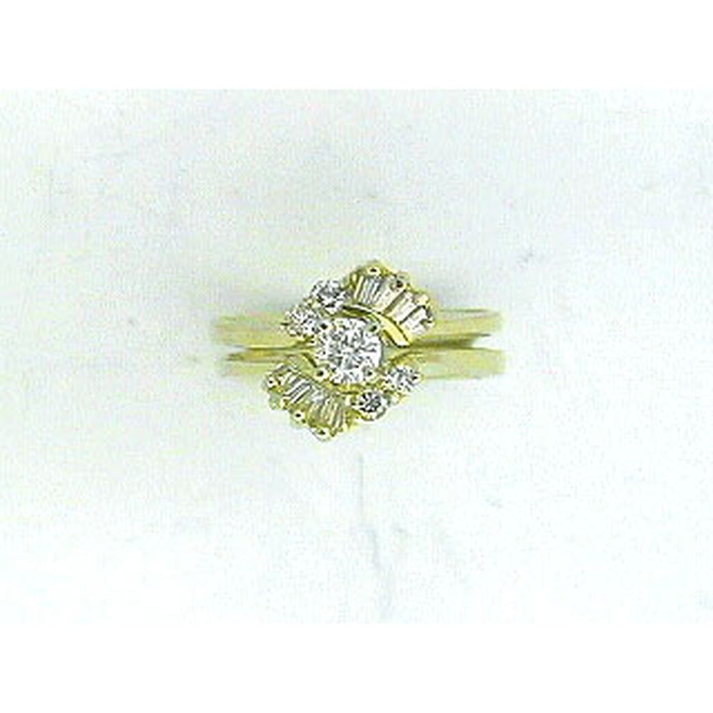 14K Yellow Gold Ring with 0.25 Carat Round Center Diamond and 0.60 Carat Round Accent Diamonds - Royal Jewelry