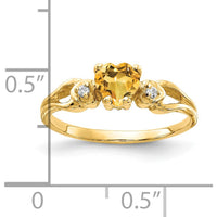 14K Yellow Gold Ring with 0.40 Carat Heart Citrine and 0.02 Carat Round Diamonds by Monteluci Fine Jewelry