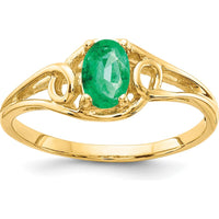 14K Yellow Gold Ring with 0.42 Carat Oval Natural Emerald by Monteluci Fine Jewelry