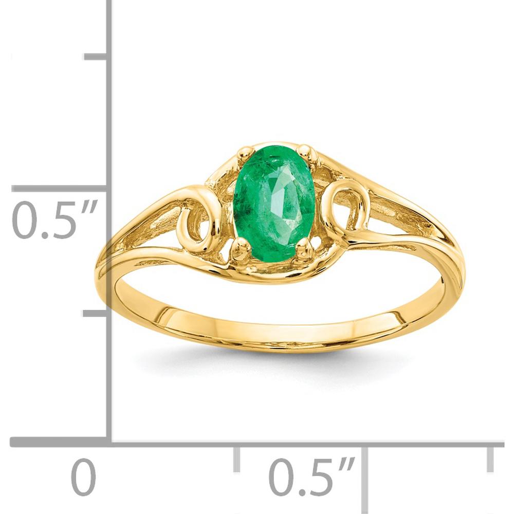 14K Yellow Gold Ring with 0.42 Carat Oval Natural Emerald by Monteluci Fine Jewelry