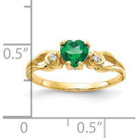 14K Yellow Gold Ring with 0.43 Carat Heart-Shaped Emerald and 0.02 Carat Total Round Diamond Accents by Monteluci Fine Jewelry