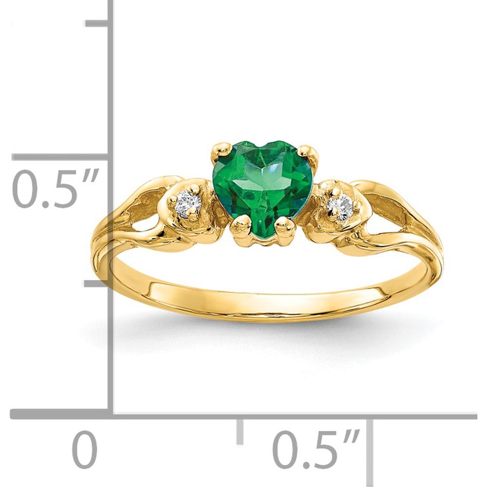 14K Yellow Gold Ring with 0.43 Carat Heart-Shaped Emerald and 0.02 Carat Total Round Diamond Accents by Monteluci Fine Jewelry