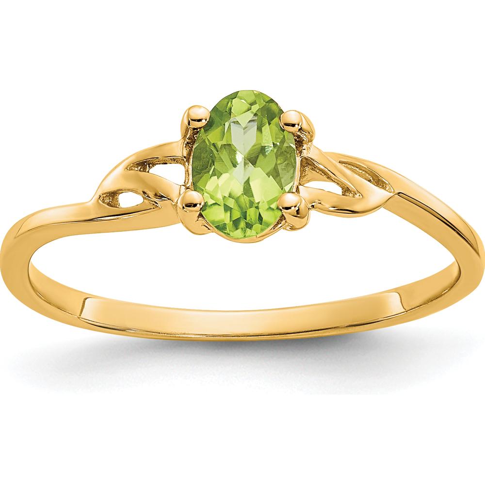 14K Yellow Gold Ring with 0.45 Carat Oval Natural Peridot in Four-Prong Setting by Oro Pregiato