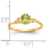14K Yellow Gold Ring with 0.45 Carat Oval Natural Peridot in Four-Prong Setting by Oro Pregiato