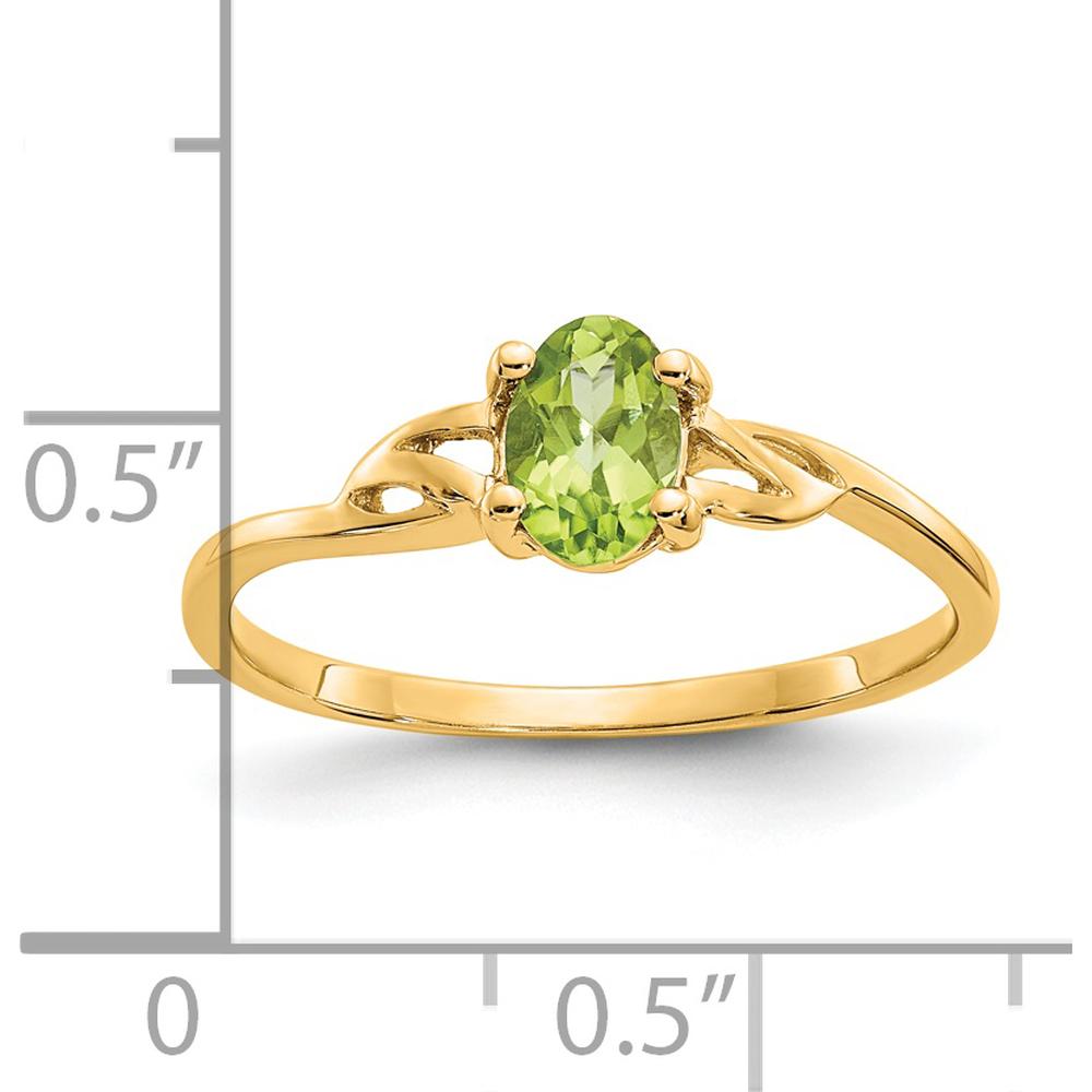 14K Yellow Gold Ring with 0.45 Carat Oval Natural Peridot in Four-Prong Setting by Oro Pregiato